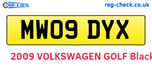 MW09DYX are the vehicle registration plates.