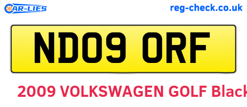 ND09ORF are the vehicle registration plates.