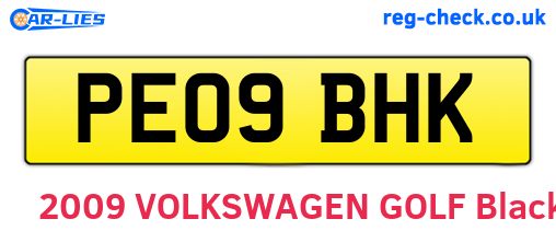 PE09BHK are the vehicle registration plates.