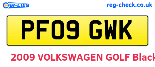 PF09GWK are the vehicle registration plates.