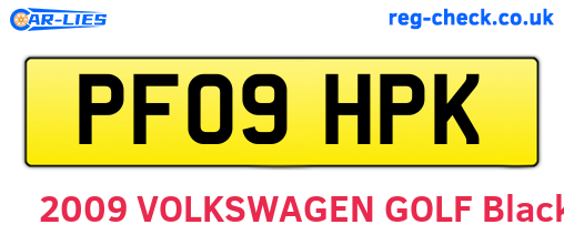 PF09HPK are the vehicle registration plates.