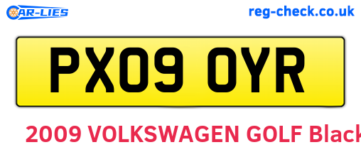 PX09OYR are the vehicle registration plates.