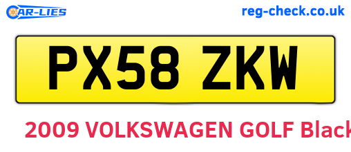 PX58ZKW are the vehicle registration plates.