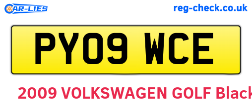 PY09WCE are the vehicle registration plates.
