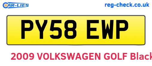 PY58EWP are the vehicle registration plates.