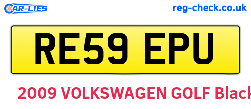 RE59EPU are the vehicle registration plates.