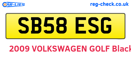 SB58ESG are the vehicle registration plates.