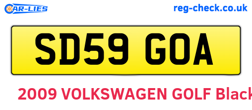 SD59GOA are the vehicle registration plates.
