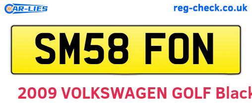 SM58FON are the vehicle registration plates.