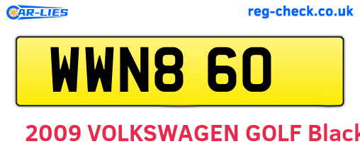 WWN860 are the vehicle registration plates.