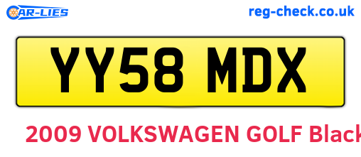 YY58MDX are the vehicle registration plates.