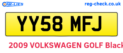 YY58MFJ are the vehicle registration plates.