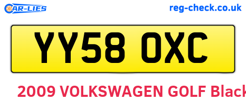 YY58OXC are the vehicle registration plates.