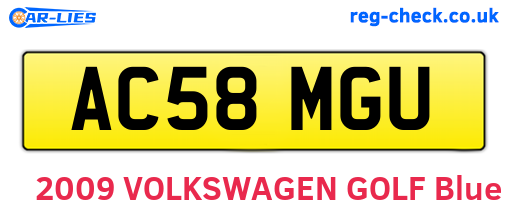 AC58MGU are the vehicle registration plates.