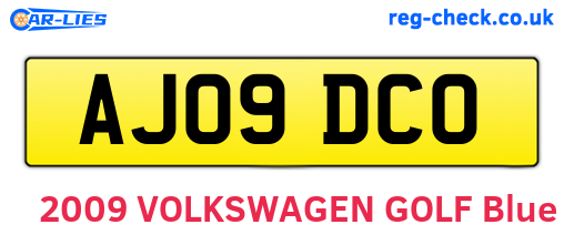 AJ09DCO are the vehicle registration plates.