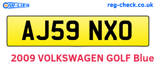 AJ59NXO are the vehicle registration plates.