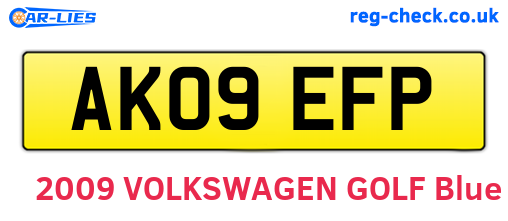 AK09EFP are the vehicle registration plates.