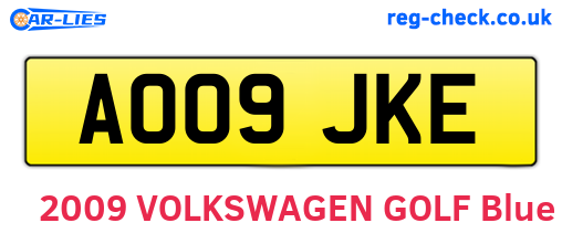 AO09JKE are the vehicle registration plates.