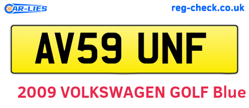 AV59UNF are the vehicle registration plates.