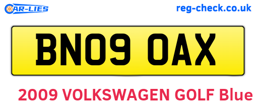 BN09OAX are the vehicle registration plates.