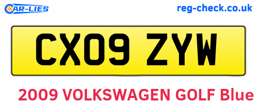 CX09ZYW are the vehicle registration plates.