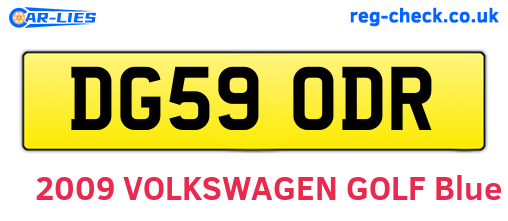 DG59ODR are the vehicle registration plates.