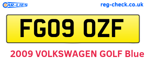 FG09OZF are the vehicle registration plates.