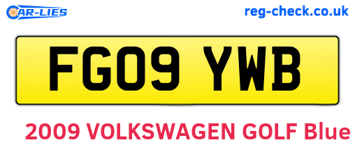 FG09YWB are the vehicle registration plates.