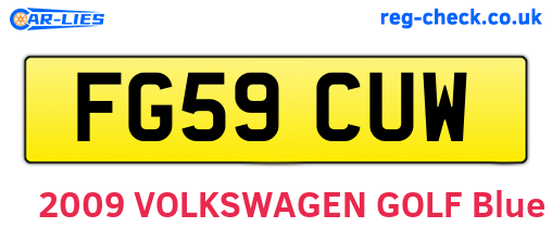 FG59CUW are the vehicle registration plates.