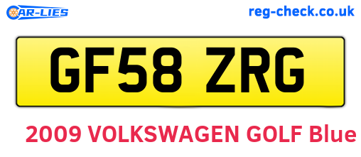 GF58ZRG are the vehicle registration plates.