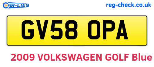GV58OPA are the vehicle registration plates.