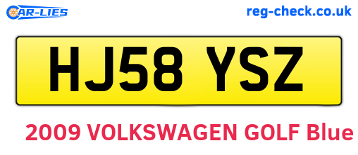HJ58YSZ are the vehicle registration plates.