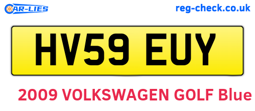 HV59EUY are the vehicle registration plates.