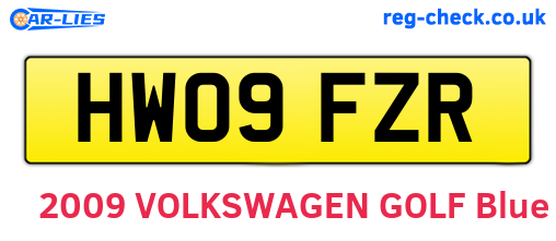HW09FZR are the vehicle registration plates.