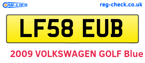 LF58EUB are the vehicle registration plates.