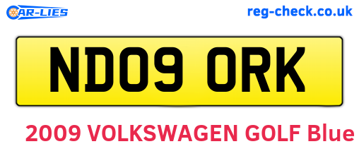ND09ORK are the vehicle registration plates.