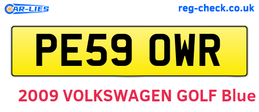 PE59OWR are the vehicle registration plates.