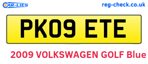 PK09ETE are the vehicle registration plates.