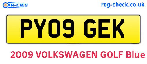 PY09GEK are the vehicle registration plates.