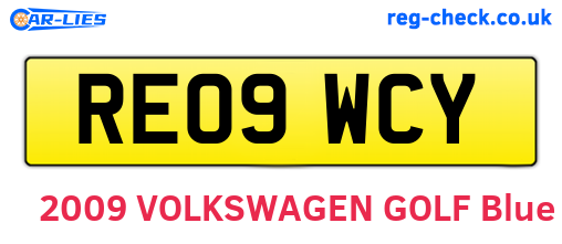 RE09WCY are the vehicle registration plates.
