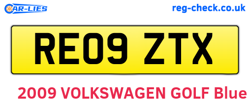 RE09ZTX are the vehicle registration plates.