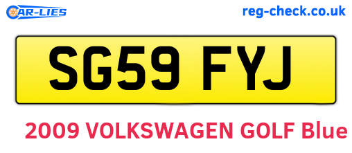 SG59FYJ are the vehicle registration plates.