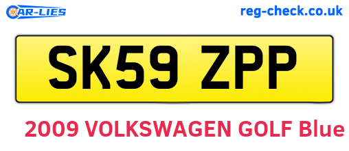 SK59ZPP are the vehicle registration plates.