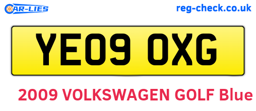 YE09OXG are the vehicle registration plates.