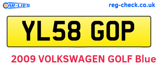 YL58GOP are the vehicle registration plates.