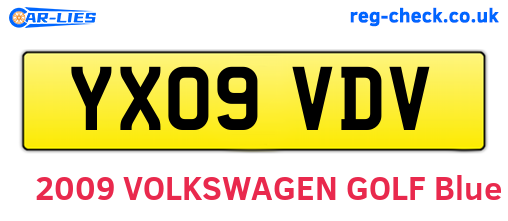 YX09VDV are the vehicle registration plates.