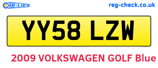 YY58LZW are the vehicle registration plates.