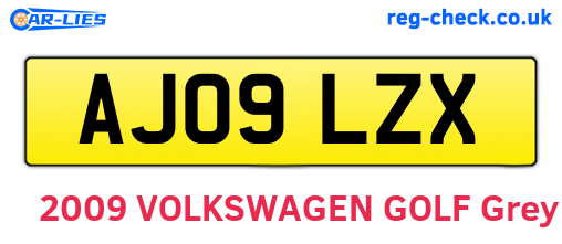 AJ09LZX are the vehicle registration plates.