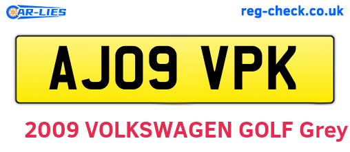 AJ09VPK are the vehicle registration plates.