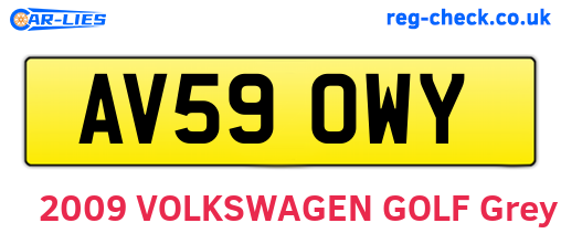 AV59OWY are the vehicle registration plates.